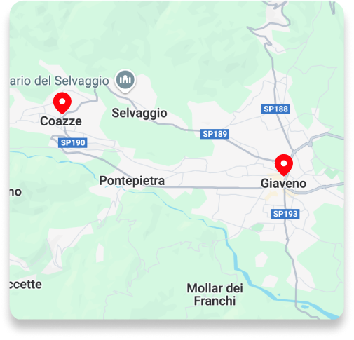 mappa della zona di Giaveno e Coazze