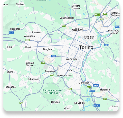 mappa di Torino e Provincia per consegne a domicilio